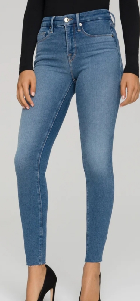 GOOD AMERICAN Good Legs High Rise Raw Hem Skinny Jeans Size 4 / 27 - Picture 7 of 7
